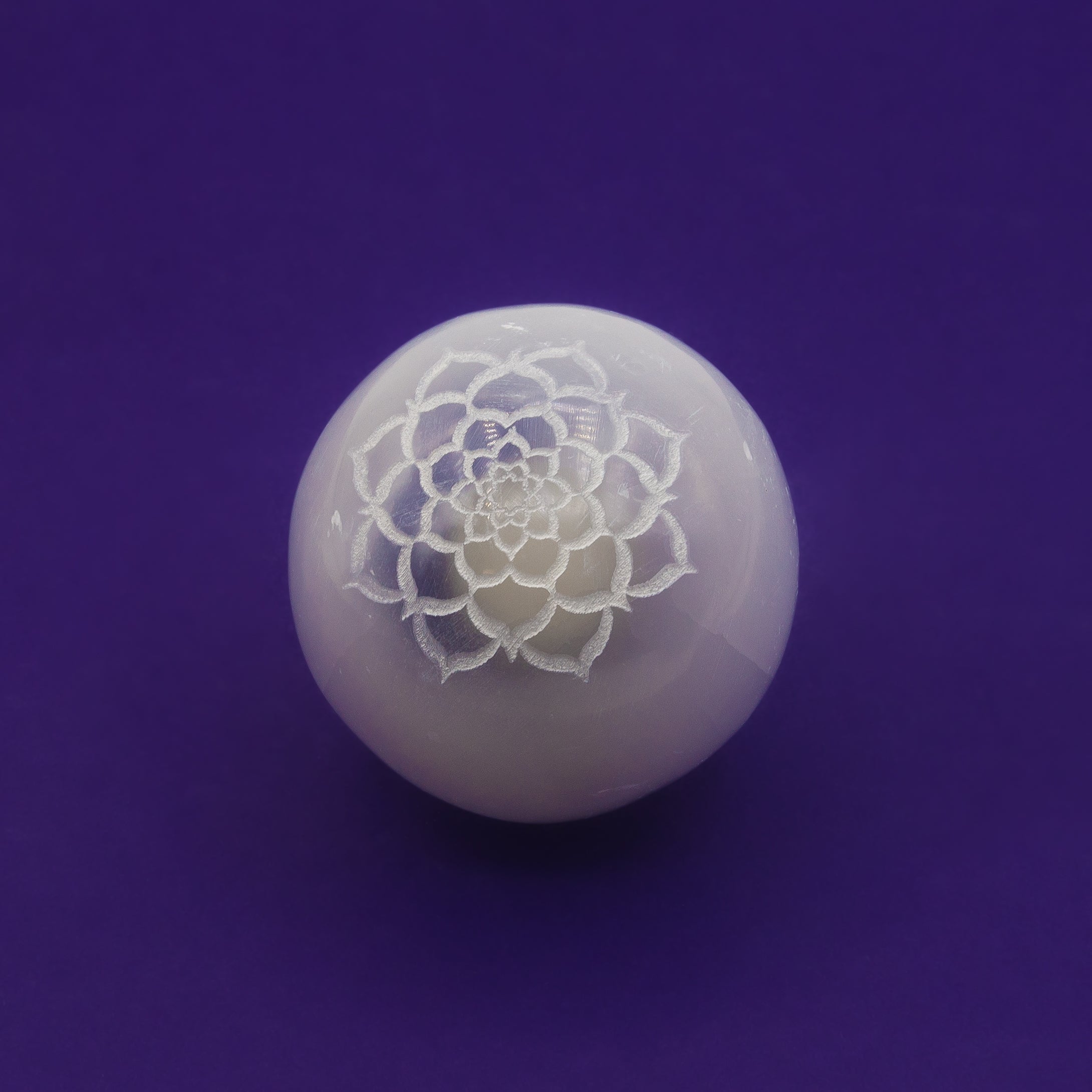 Selenite Sphere Lotus